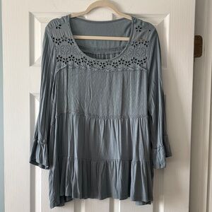 Women's Blue Lace Detail Top